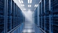 Modern Data Center Hallway with Server Racks, Network Technology, Cloud Computing Royalty Free Stock Photo