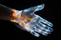 Illuminated hand showcasing ethereal energy flow in a dark environmen Royalty Free Stock Photo