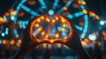 Illuminated Heart Held Before Ferris Wheel Lights Royalty Free Stock Photo