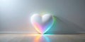 Illuminated heart shape against a wall and floor. Generative AI Royalty Free Stock Photo