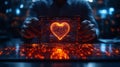 Illuminated heart shape displayed in a futuristic transparent device Royalty Free Stock Photo