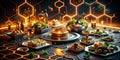 Illuminated Hexagonal Blockchain Circuits A Modern Design Showcasing Innovation and Security Through Geometric Shapes
