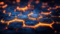 Abstract Hexagonal Grid with Glowing Orange Lines Royalty Free Stock Photo