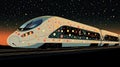 Illuminated High-Speed Train at Night Royalty Free Stock Photo