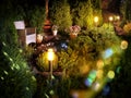 Illuminated home garden fountain patio Royalty Free Stock Photo