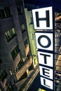 Illuminated hotel sign at night Royalty Free Stock Photo