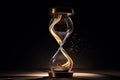 Illuminated Hourglass on Dark Background, Time Slipping Away. Royalty Free Stock Photo