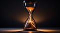 Illuminated Hourglass on Dark Background, Time Slipping Away. Royalty Free Stock Photo