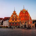 Illuminated House of the Blackheads in Riga, Latvia