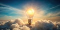 Illuminated idea above the clouds a symbol of inspiration and innovation. Generative AI