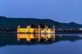 Illuminated Jal Mahal palace at night in Jaipur Royalty Free Stock Photo