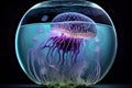 illuminated jellyfish in a aquarium magic ball, illustration Generative AI Royalty Free Stock Photo