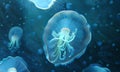 Illuminated Jellyfish With Short Tentacles Generative AI