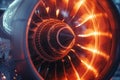 Illuminated jet engine during startup in a clear, bright environment Royalty Free Stock Photo