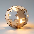 Illuminated Jigsaw Puzzle Sphere of Light Royalty Free Stock Photo
