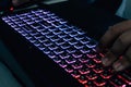 Illuminated keyboard gaming in low light Royalty Free Stock Photo