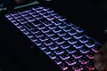 Illuminated keyboard gaming in low light Royalty Free Stock Photo