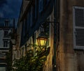 Illuminated lamp in Paris at night