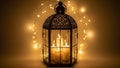 Illuminated Lantern with Candles and Lights Royalty Free Stock Photo