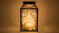 Illuminated Lantern with Candles and Lights Royalty Free Stock Photo