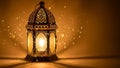 Illuminated Lantern on Golden Background Royalty Free Stock Photo