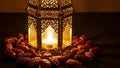 Illuminated Lantern Surrounded by Dates Royalty Free Stock Photo