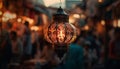 Illuminated lanterns hanging, glowing symbols of culture generated by AI