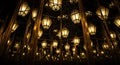 Illuminated Lanterns in a Mirrored Room Royalty Free Stock Photo