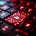 Illuminated Laptop Keyboard with AI Button Futuristic Depictions of Artificial Intelligence Integration in Technology