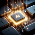 Illuminated Laptop Keyboard with AI Button Futuristic Depictions of Artificial Intelligence Integration in Technology