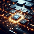 Illuminated Laptop Keyboard with AI Button Futuristic Depictions of Artificial Intelligence Integration in Technology