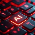 Illuminated Laptop Keyboard with AI Button Futuristic Depictions of Artificial Intelligence Integration in Technology