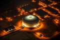 Illuminated large fuel tanks at Petrochemical industry factory