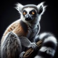 Illuminated lemur on black background. AI generated