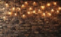 Illuminated light bulbs against a dark brick background, created using 3d rendering techniques Royalty Free Stock Photo