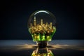Illuminated Lightbulb containing city. Generate Ai Royalty Free Stock Photo