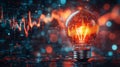 Illuminated Lightbulb with Digital Data and Red-Orange Glow Royalty Free Stock Photo