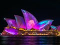 Illuminated lights on Sydney Opera house at Vivid Sydney is an annual festival of light, music and ideas.