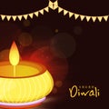 Illuminated lit lamp for Happy Diwali celebration. Royalty Free Stock Photo