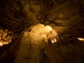 Illuminated lit lights stalagmites stalactites limestone show cave cavern Grutas da Moeda in Batalha Leiria Portugal Royalty Free Stock Photo