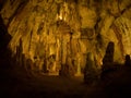 Illuminated lit lights stalagmites stalactites limestone show cave cavern Grutas da Moeda in Batalha Leiria Portugal