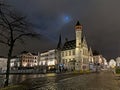 Little tower medieval house of the Tanner\'s guild at night in Ghent