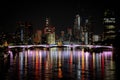 Illuminated London city skyline at the night reflected in waters Royalty Free Stock Photo