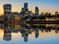 Illuminated London Cityscape at Sunset with Reflection Royalty Free Stock Photo