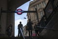 Illuminated london underground entrance sign in piccadilly circus entrance to regent street central London England UK Royalty Free Stock Photo