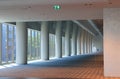 The Illuminated long and clean corridor of modern building, exhibition hall event or public trade show