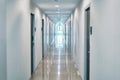 Long empty corridor in modern building