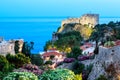 The illuminated Lovrijenac fortress in Dubrovnik