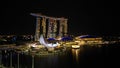 Illuminated Marina Bay Sands Singapore hotel view at night
