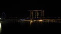 Illuminated Marina Bay Sands Singapore hotel view at night